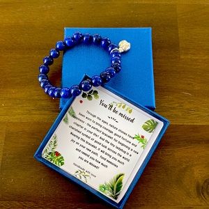 🐞Handmade blue stone bracelet with ladybug charm